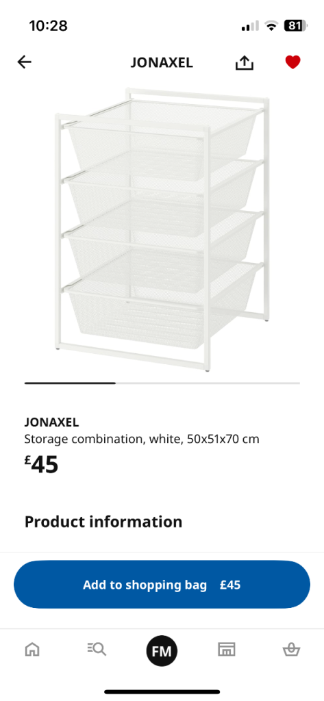 image for IKEA jonaxel storage combination / white drawers
