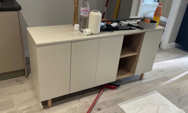 Modern Beige Sideboard/Cabinet with Shelves – Good Condition