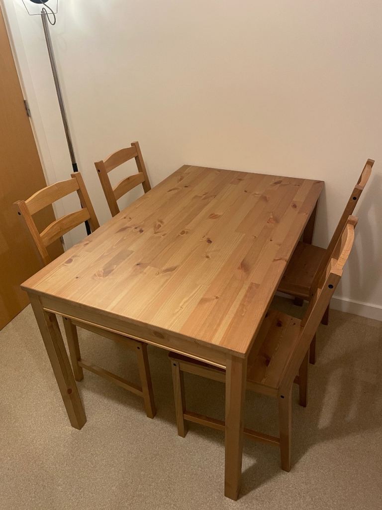 Pine Wood Dining Table and Chairs 