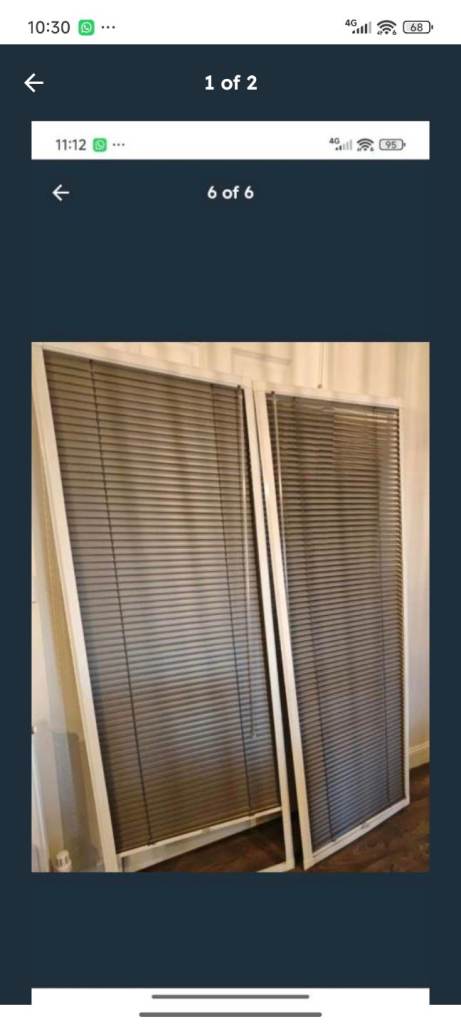 2x Blinds Living /dining room French doors blinds Grey White color Smoke free Home 