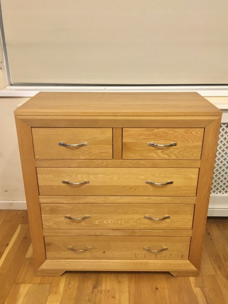 Oak furnitureland bevel solid natural oak chest of drawers