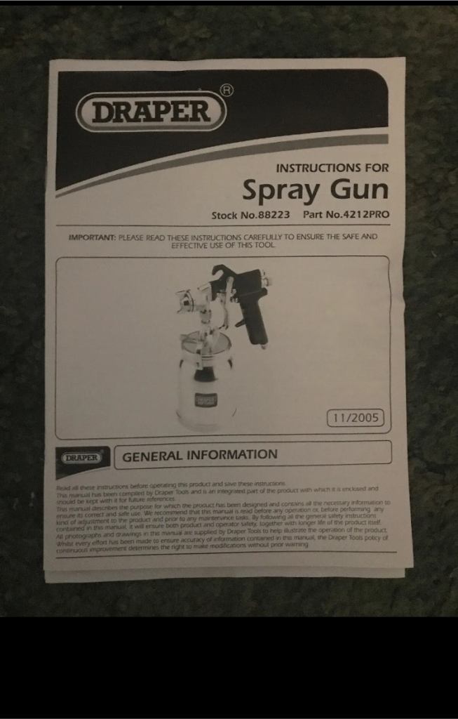 Draper 1 Litre Spray Gun 4212 Pro 1.8mm Nozzle