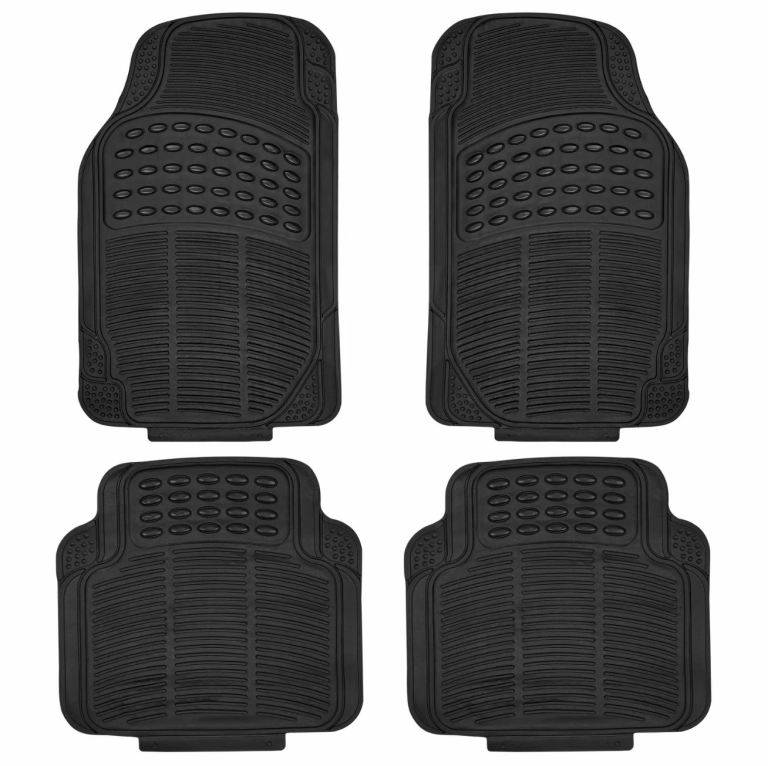 4 Pcs Universal Heavy Duty Non Slip Black Rubber Car Mat Set
