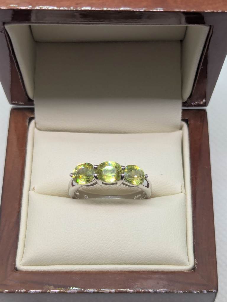 2.2ct Trilogy Ambilobe Sphene 9ct White Gold Ring