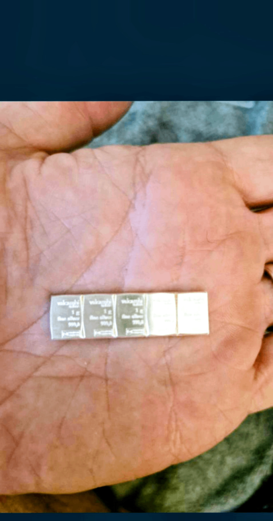 5x1oz valcambi 1g silver bars