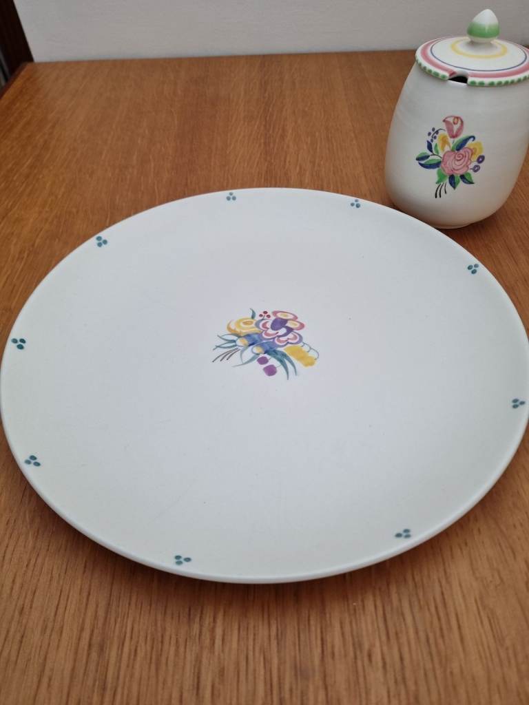 Vintage Poole Pottery Plate and Jam Pot
