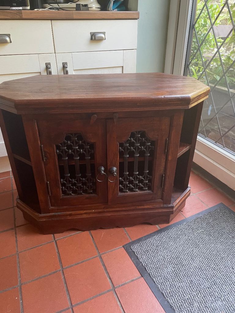 Solid Wood Corner TV Unit – Good Condition