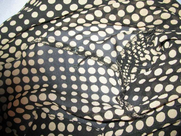 Classic, button up, brown spot, silk dress with matching fabric belt 63” (161cm) by Liena