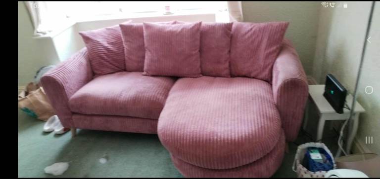 Lovely  Pink Cord Lounge Sofa