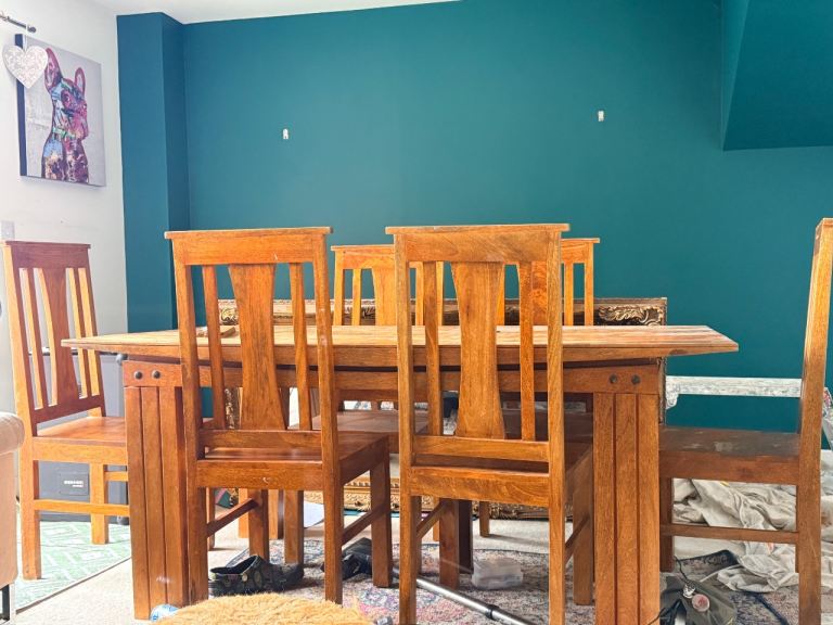  FREE - solid wood dining table and six chairs