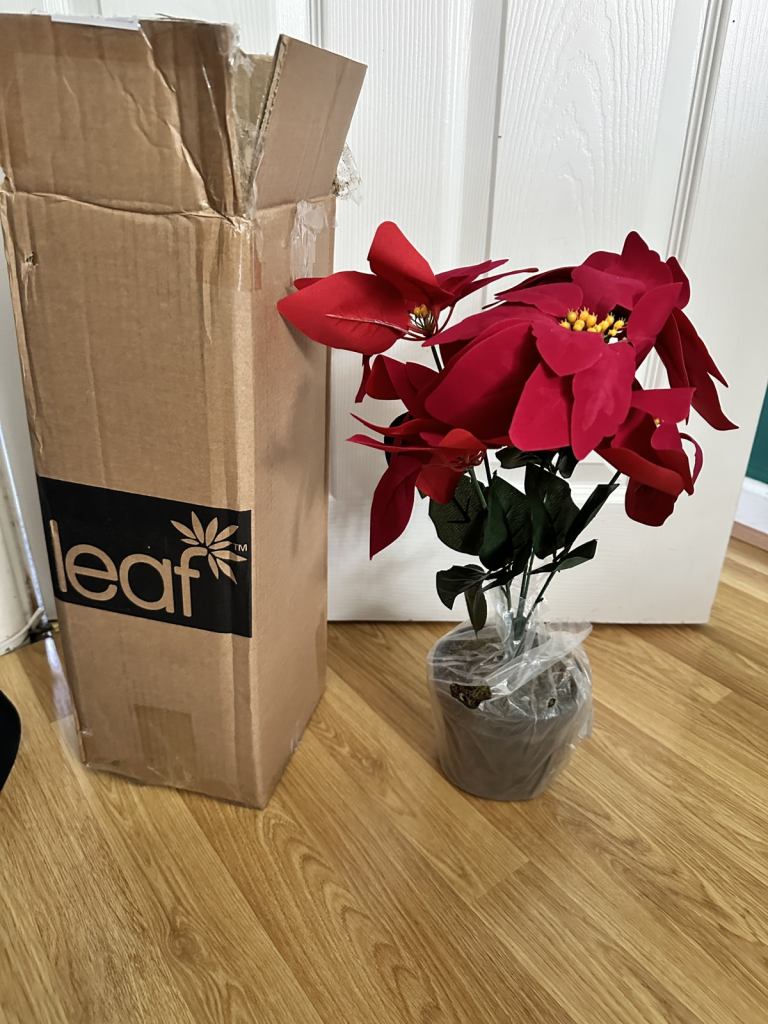 Christmas Artificial Poinsettia in Pot 
