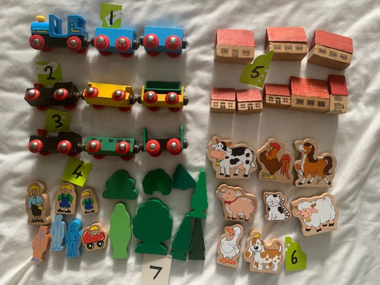 Brio Wooden Train Engines, Wagons, People, Farm Animals, Trees & Village