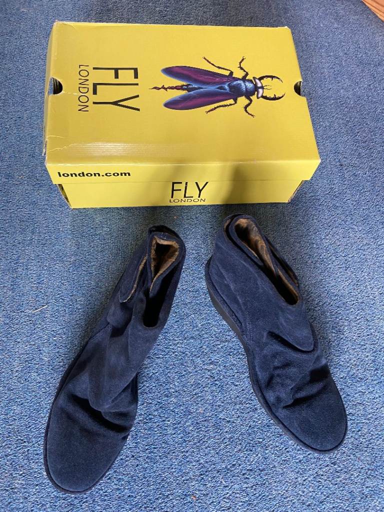 Fly London Women's Blue Suede Yegi Wedge Ankle Boots EU 39 (UK 6)