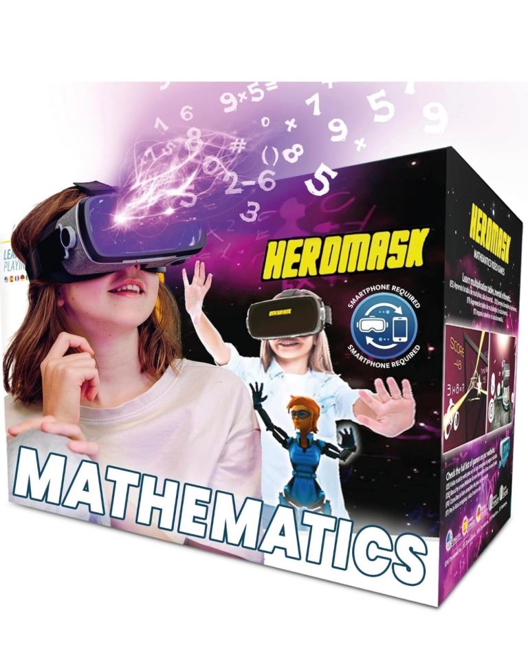 [New] Heromask VR Headset + Maths Games (Age 5-12) Practice Addition, Times Tables & Virtual Reality