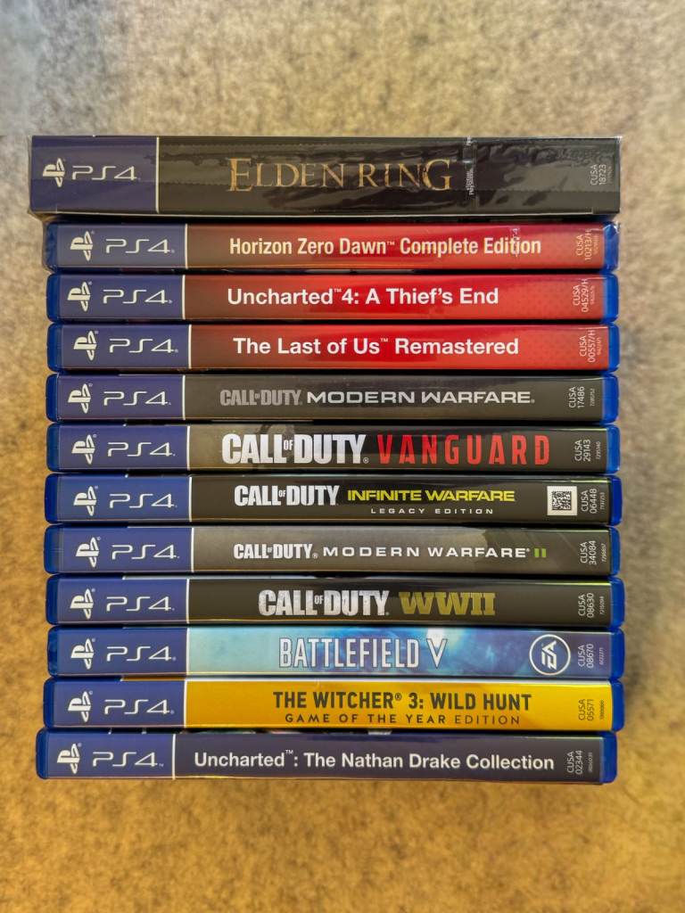 PS4 game bundle – Elden Ring (sealed), CODs, Witcher 3, Last of Us, more