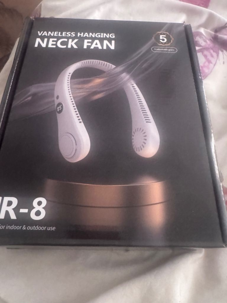 New Vaneless Hanging Neck Fan VR-8 – Blue, Unused
