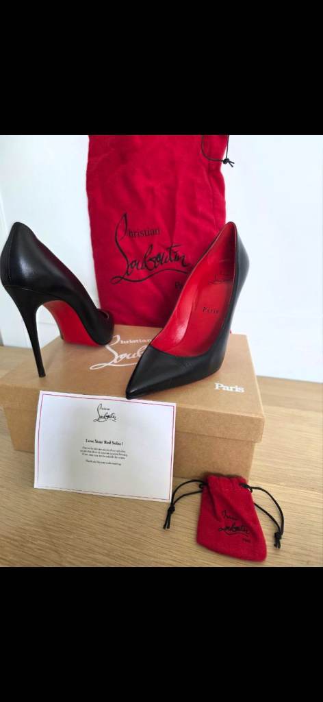 Christian Louboutin Black Nappa Heels with Red Sole - Good Condition