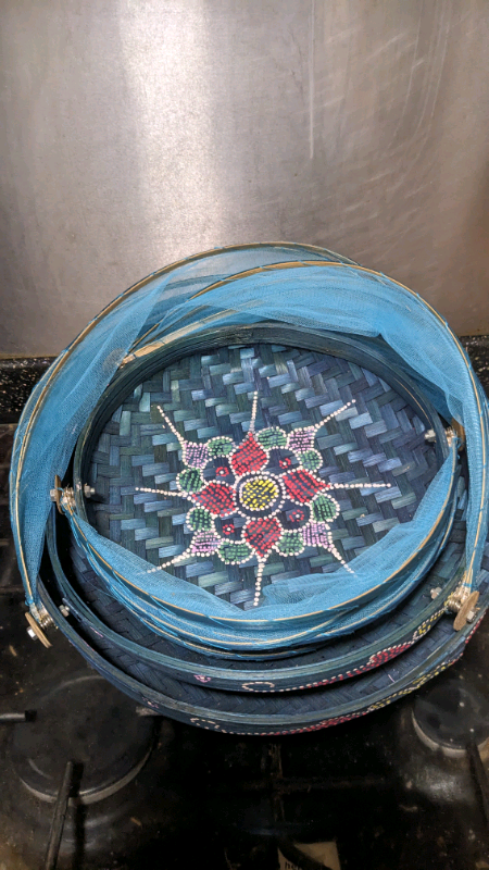 Bamboo food serving tent baskets set