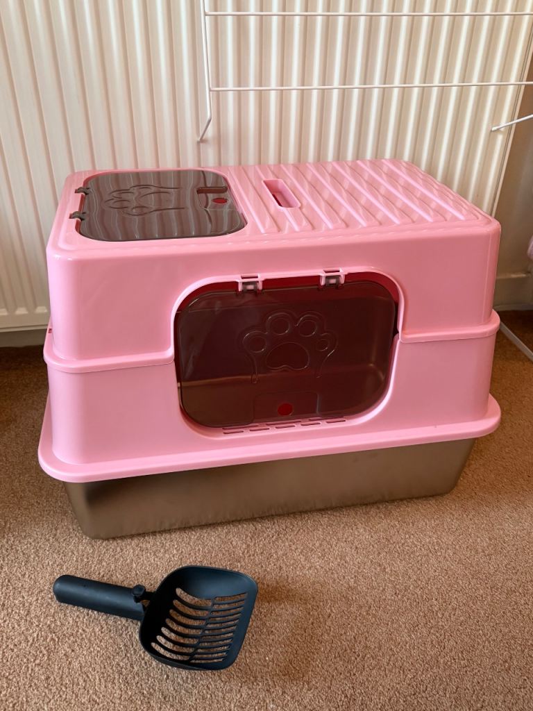 Large stainless steel litter box pink