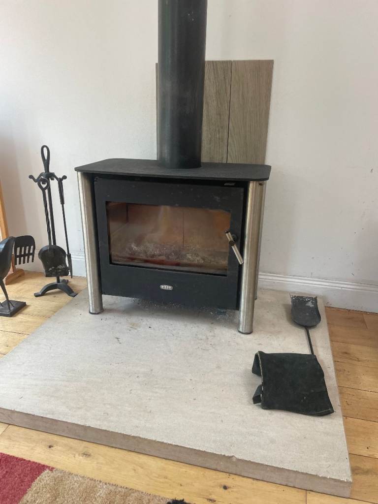Modern Black Wood Burning Stove with some Flue