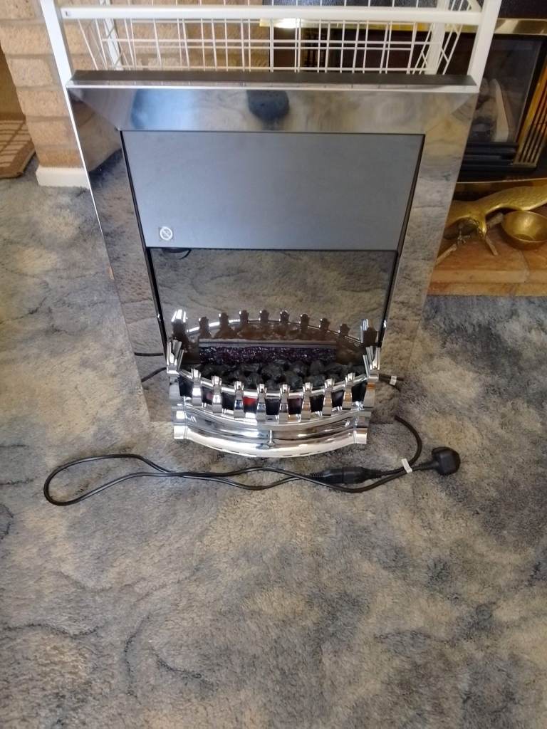 Small Chrome Fire Heater - Wall Mounted.