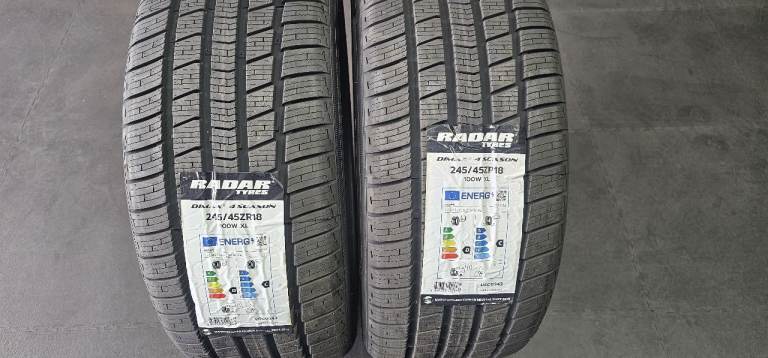 245 45 18   2 x NEW!! tyres Radar Dimax 4 season