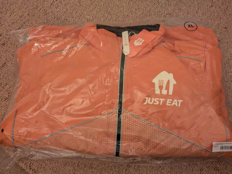 New & Sealed 2025 JustEat Ripstop Courier Waterproof Jacket / Deliveroo / UberEats NORWICH