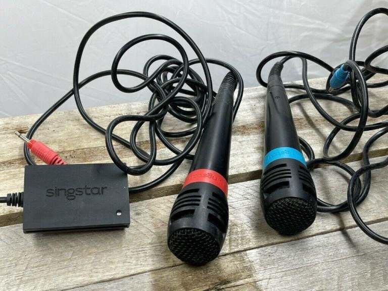 Play Station Sing Star mics (+ a usb -> 2 x 3.5mm adaptor)