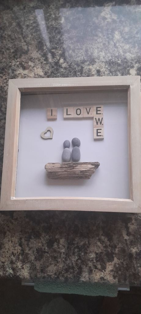 Lovely Pebble Art Picture Frame - 'I Love ewe’