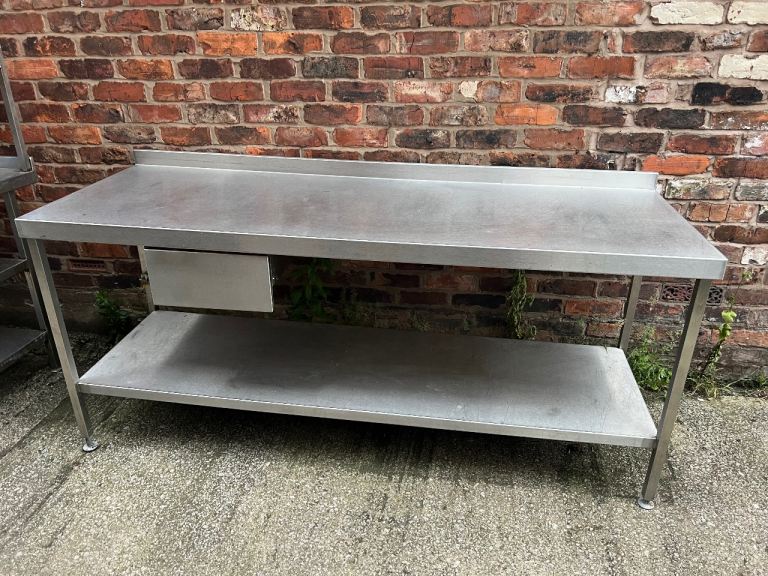 STAINLESS STEEEL RESTAURANT WORKTOP BENCH - PREPARATION TABLE FOR SALE
