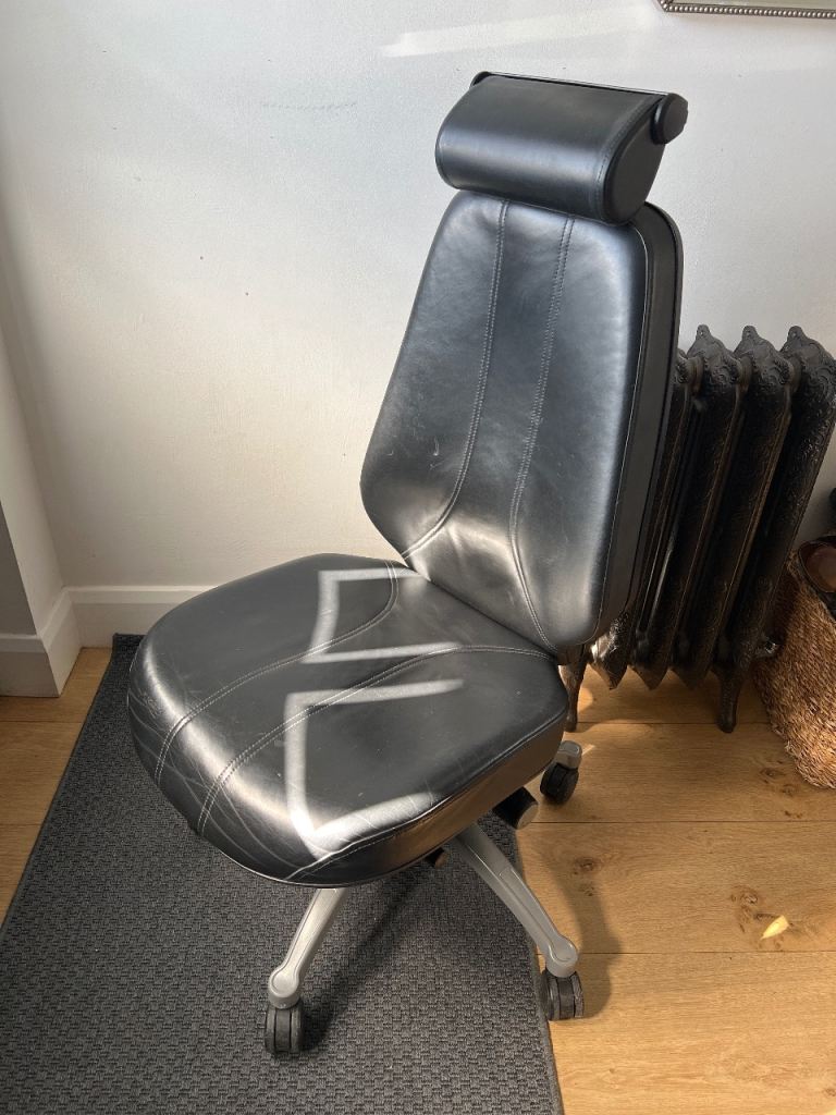 Stol RH logic 400 elite - Black Leather Office Chair with Headrest