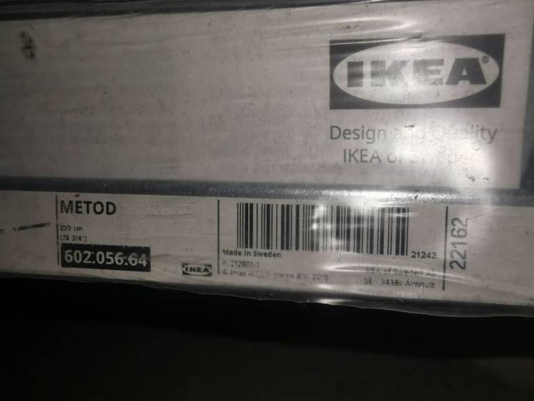 2 x Ikea Metod Suspension rails, galvanised, 200 cm