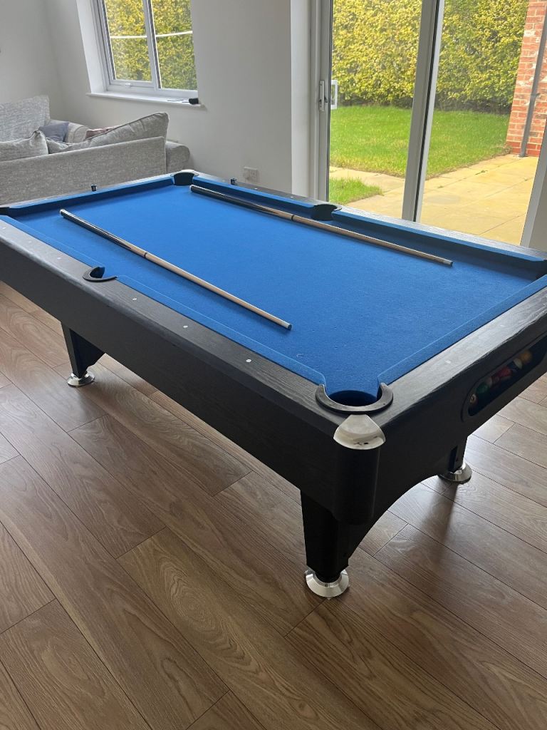 Full Size Pool Table - Blue Felt, Good Condition