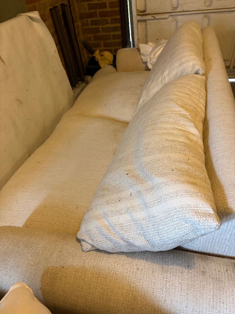 Beige woven fabric sofa