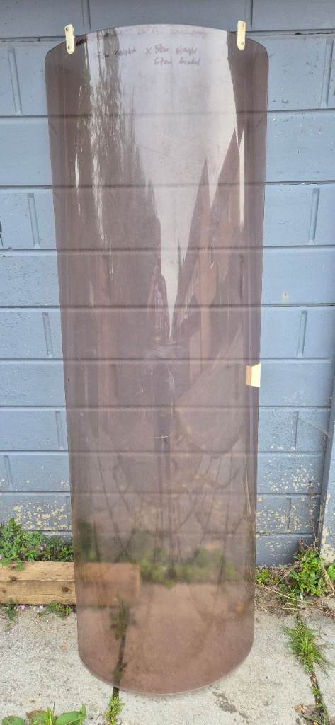 REMIS sliding and curved shower screen for camper caravan motorhome boat.