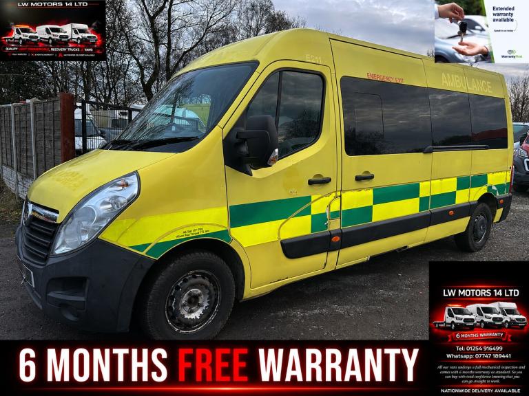 VAUXHALL MOVANO F3900 L3H2 LWB HI ROOF DIRECT EX AMBULANCE SERIVICS 2016 16 REG
