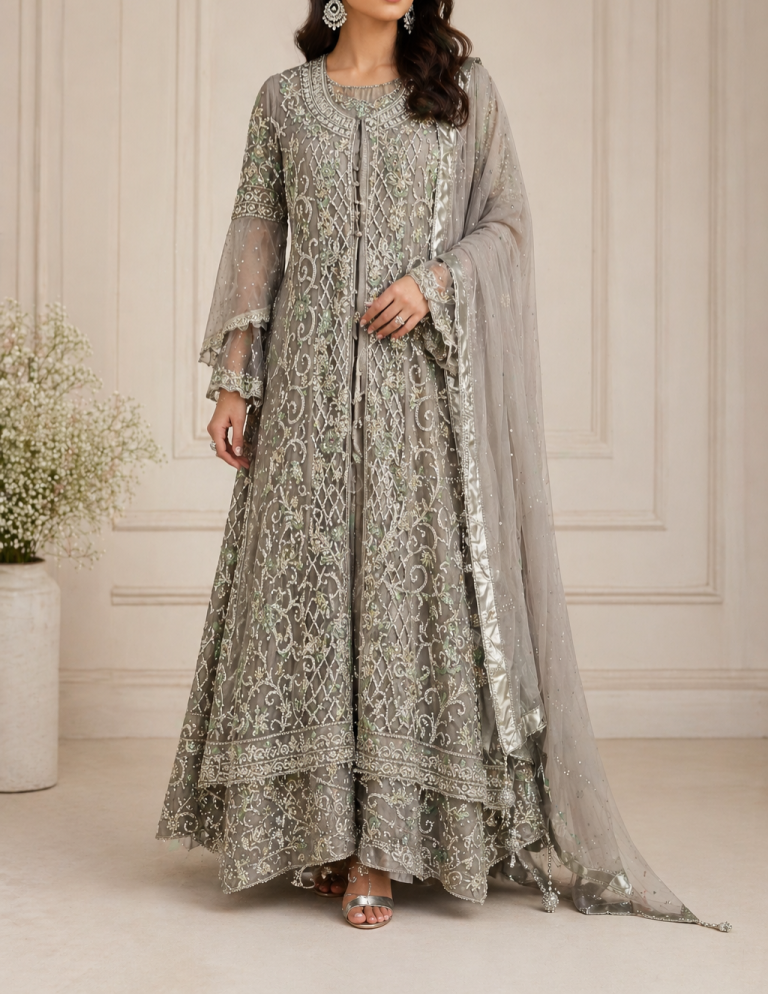 Indian Bridal Outfit – Heavily Embroidered Lehenga/Anarkali with Dupatta