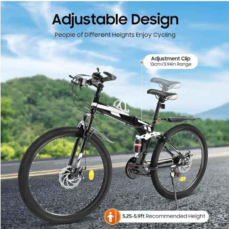 MEHOOSPVN 26 Inch Folding Mountain Bike 21 Speed