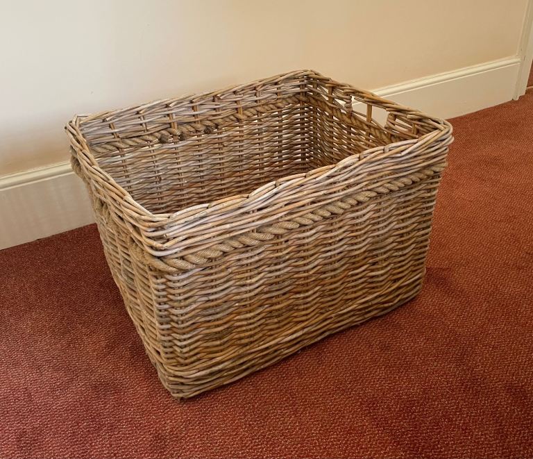 Large sturdy wicker basket for laundry/logs/recycling