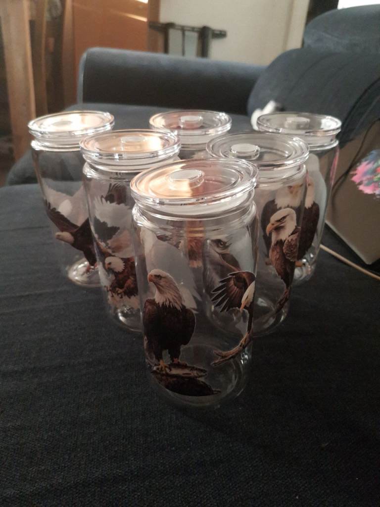 Set of 5 custom Cups with Eagle Design – Good Condition