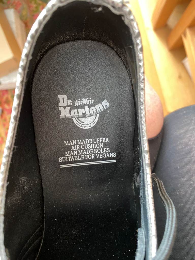 DR MARTENS SHOES,  SIZE 6.5,  SILVER