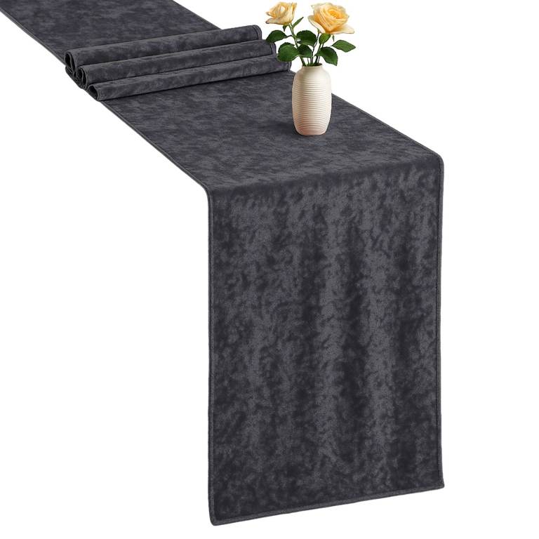 33x274CM Crushed Velvet Table Runner, Washable Soft Fabric Glitz Table Runners