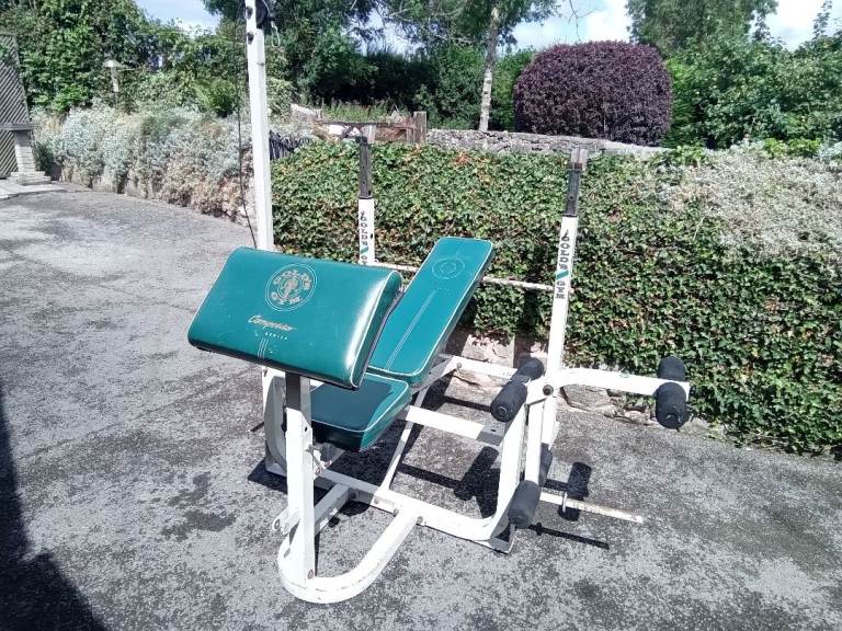 image for Vintage Golds Weight Bench with Preacher, Leg Curl and Lat Pull Down with Attachments