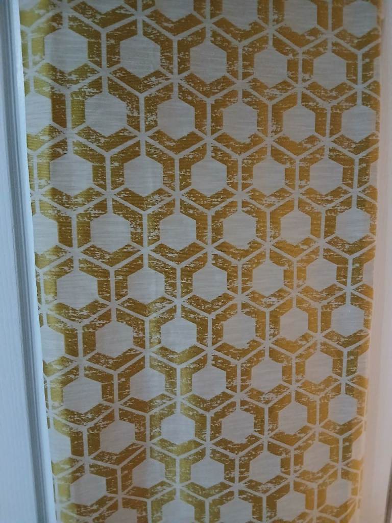 Gold Hexagon Pattern Fabric Curtains 