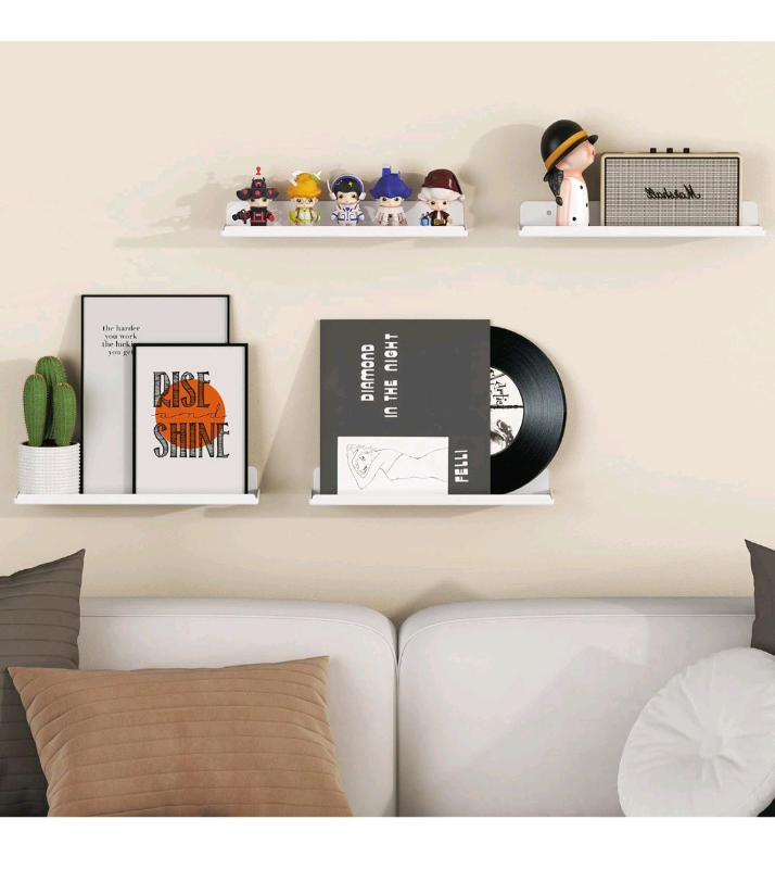 Bnib Lifewit Floating Shelves for Wall, 6 Pack White Acrylic Shelves