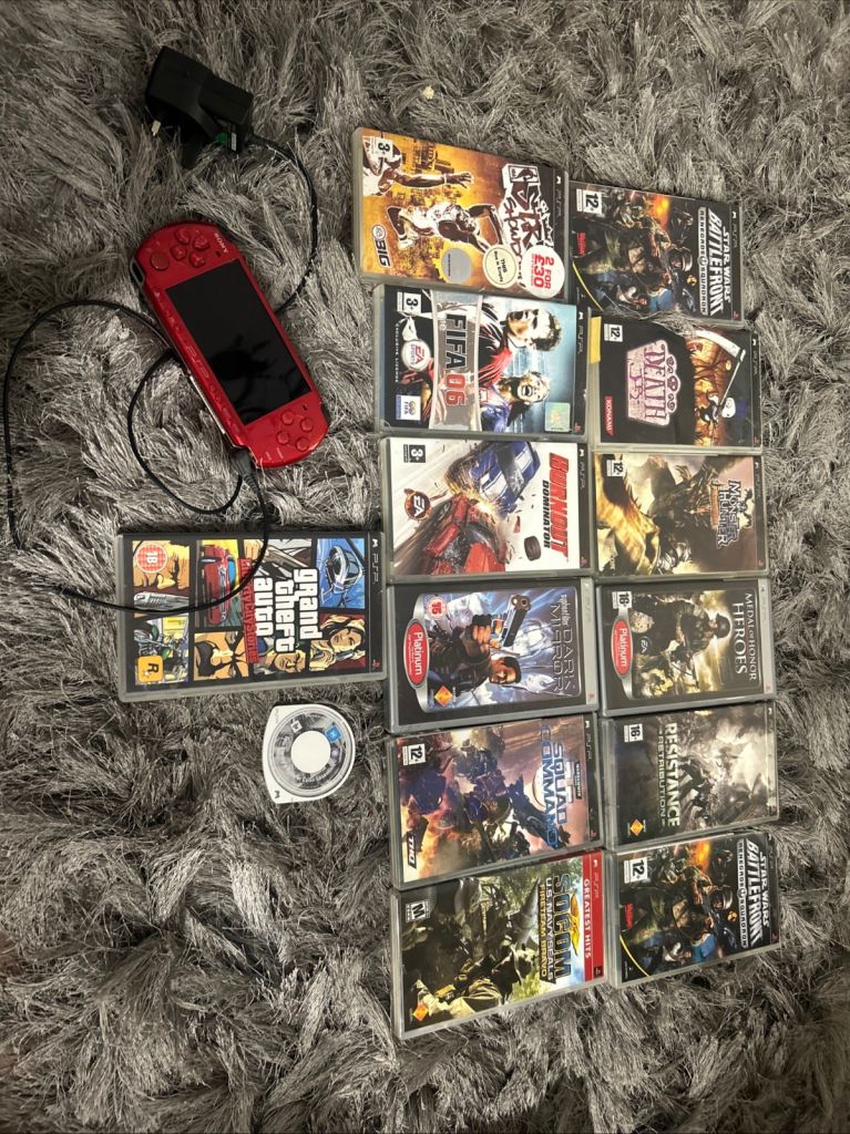PSP radiant red 3000 bundle