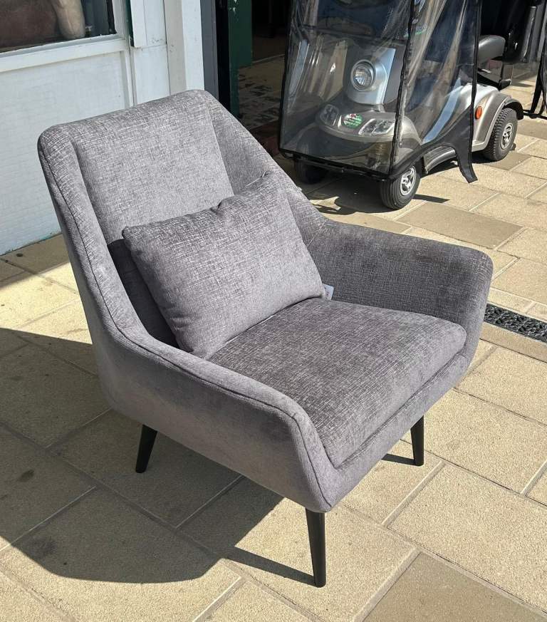 Delano Grey Occasional Chair With Lumbar Cushion  £95 Free Local Delivery  