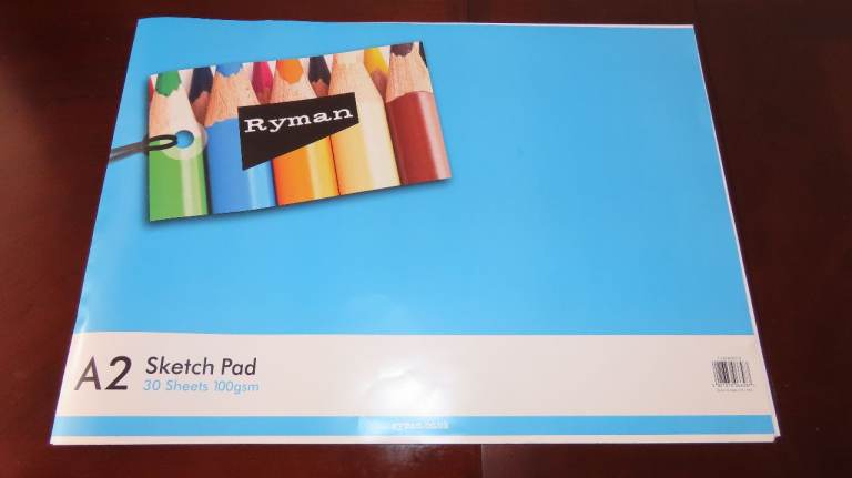 Ryman A2 Sketch Pad 26 Sheets 100gsm Blue Cover Artists Drawing Paper Used Notebook Stationary IG3