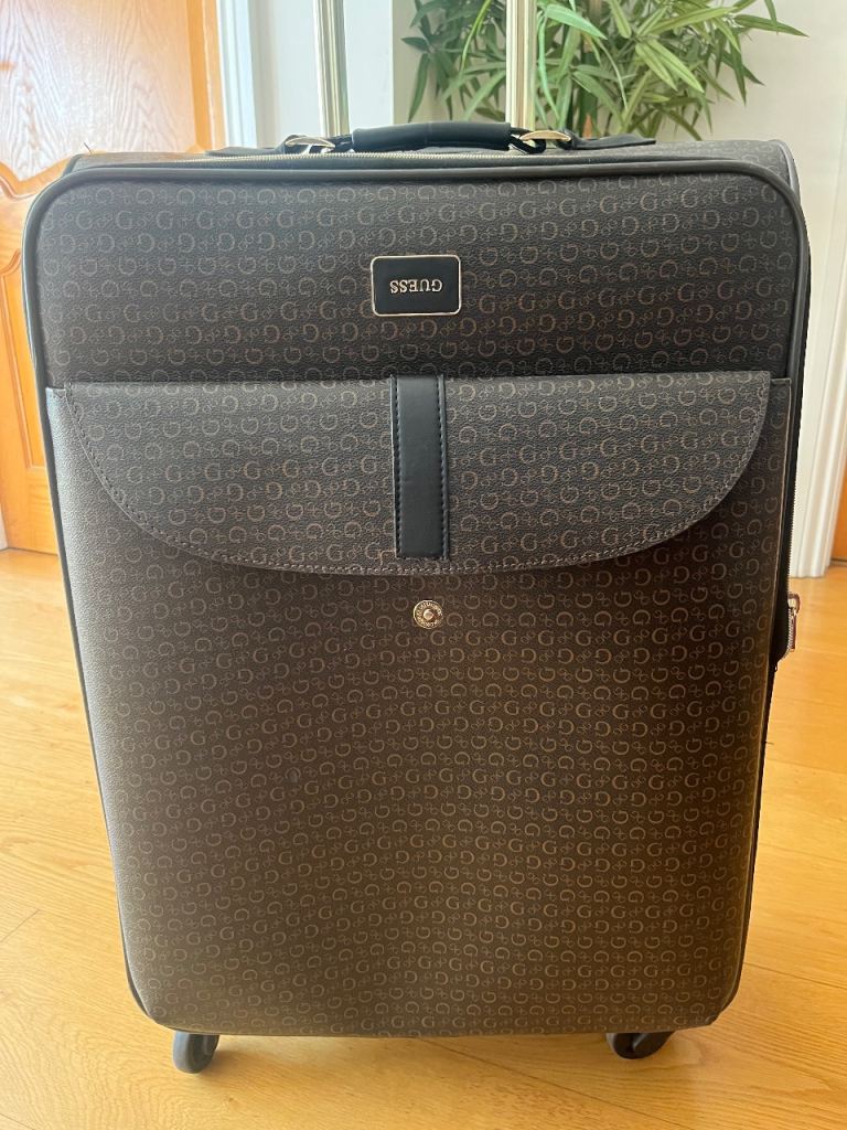 Guess Branded Suitcase - Brown Patterned, Damaged