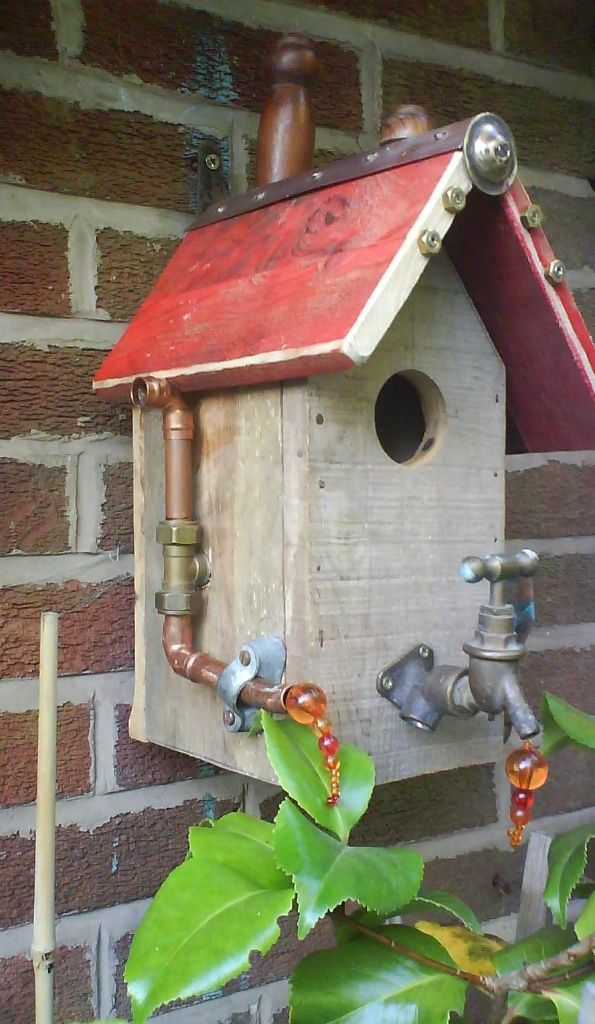 bird nest still moonshine Box.2 chimneys.still.copper-brass pipes.tree or wall hang.upcycled items